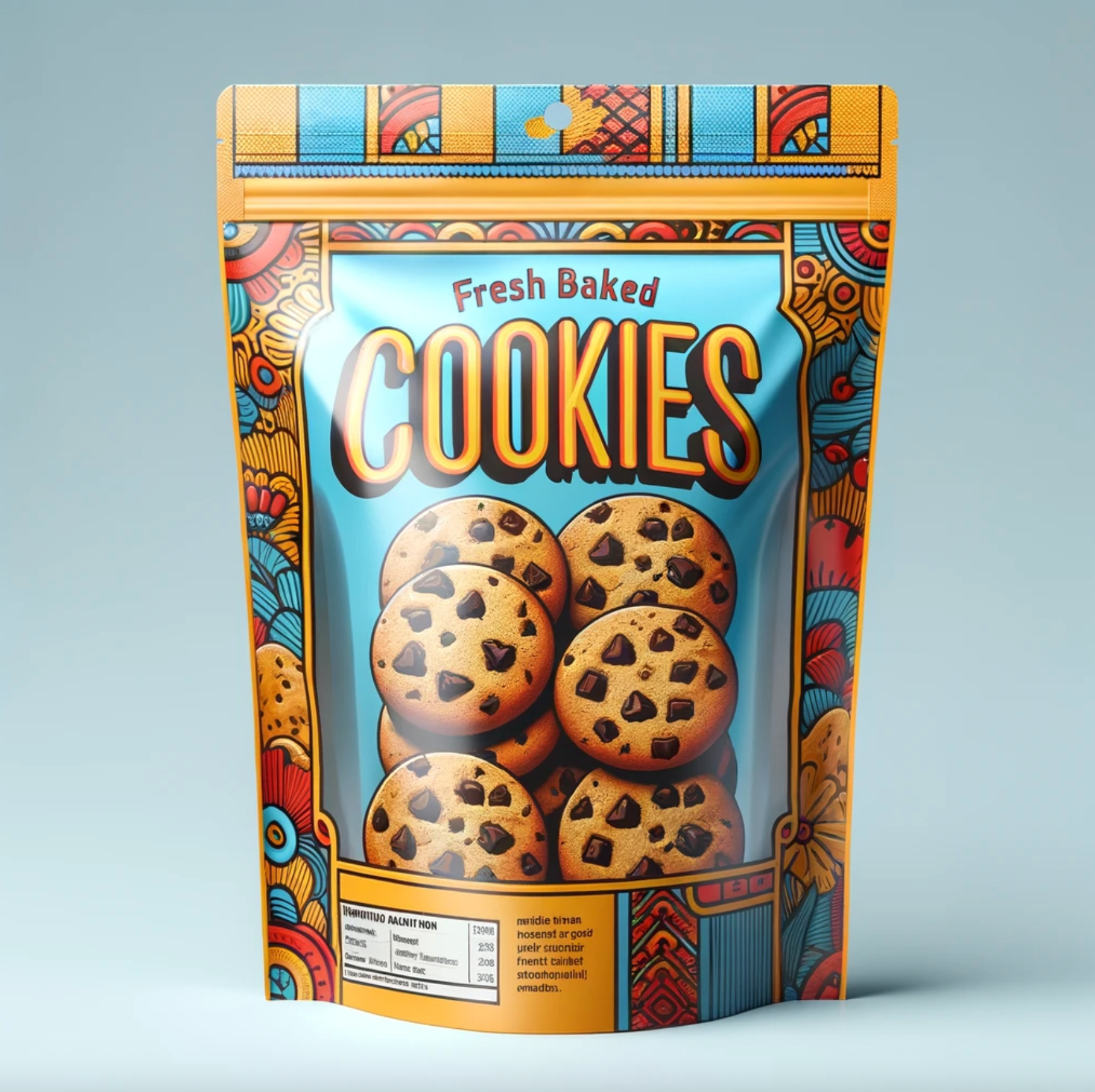 Cookie Stand Up Bag - Resealable Snack Packaging